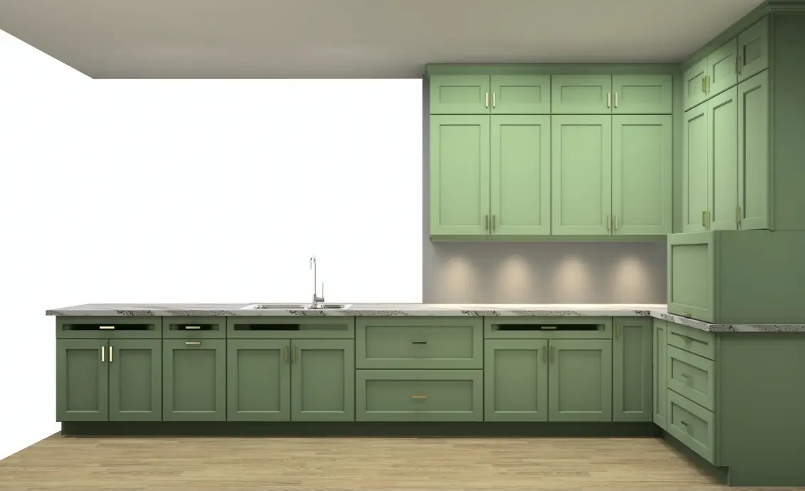 3D kitchen render showcasing Invisacook-ready island